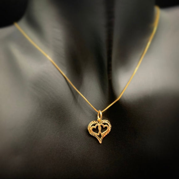 10K Double Heart Pendant, Gold Heart Pendant,Gold Double Heart Necklace,Womens Heart Pendant,10K Heart Necklace,10K Gold Heart Charm