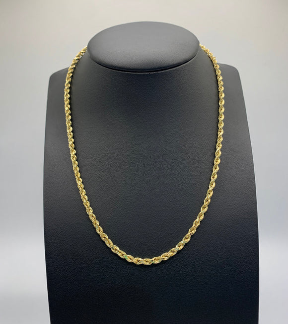 Gold Rope Chain, 3.5 mm Rope Chain Necklace,10K Gold Rope Chain, 10K Rope Chain, Gold Chains,Rope Chain Link, Womens Rope Chain Necklace