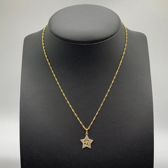 10K CZ Stone Star Pendant, Gold Star Pendant, 10K Shiny Star Pendant, Star Charm, 10K Star Charm Pendant, Gold Star Jewelery, Gifts For Her