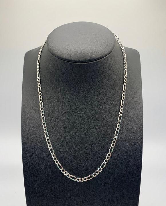 10K White Gold Figaro Link, 4 mm White Gold Figaro Chain, Figaro Chain, Figaro Link, Womens Figaro Link,Mens Figaro Chain, 10K Figaro Chain