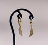 10K Gold Feather Drop Earring,Gold Feather Earrings, Gold Feather Earring, 10K Feather Earring, Gold Dangle Earring, Dainty Gold Earring
