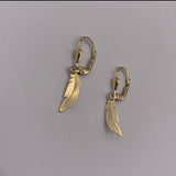 10K Gold Feather Drop Earring,Gold Feather Earrings, Gold Feather Earring, 10K Feather Earring, Gold Dangle Earring, Dainty Gold Earring