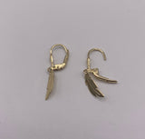10K Gold Feather Drop Earring,Gold Feather Earrings, Gold Feather Earring, 10K Feather Earring, Gold Dangle Earring, Dainty Gold Earring